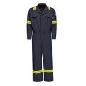 Bulwark iQ Series Men's FR Mobility Coverall with Hi-Vis Trim in Navy